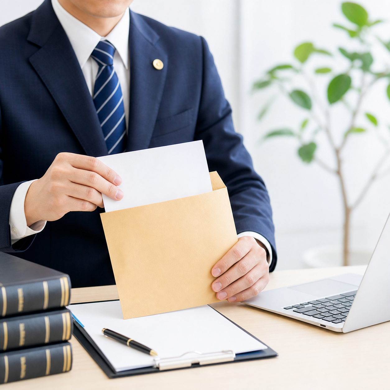 司法書士が債権者へ送る書類を準備している様子